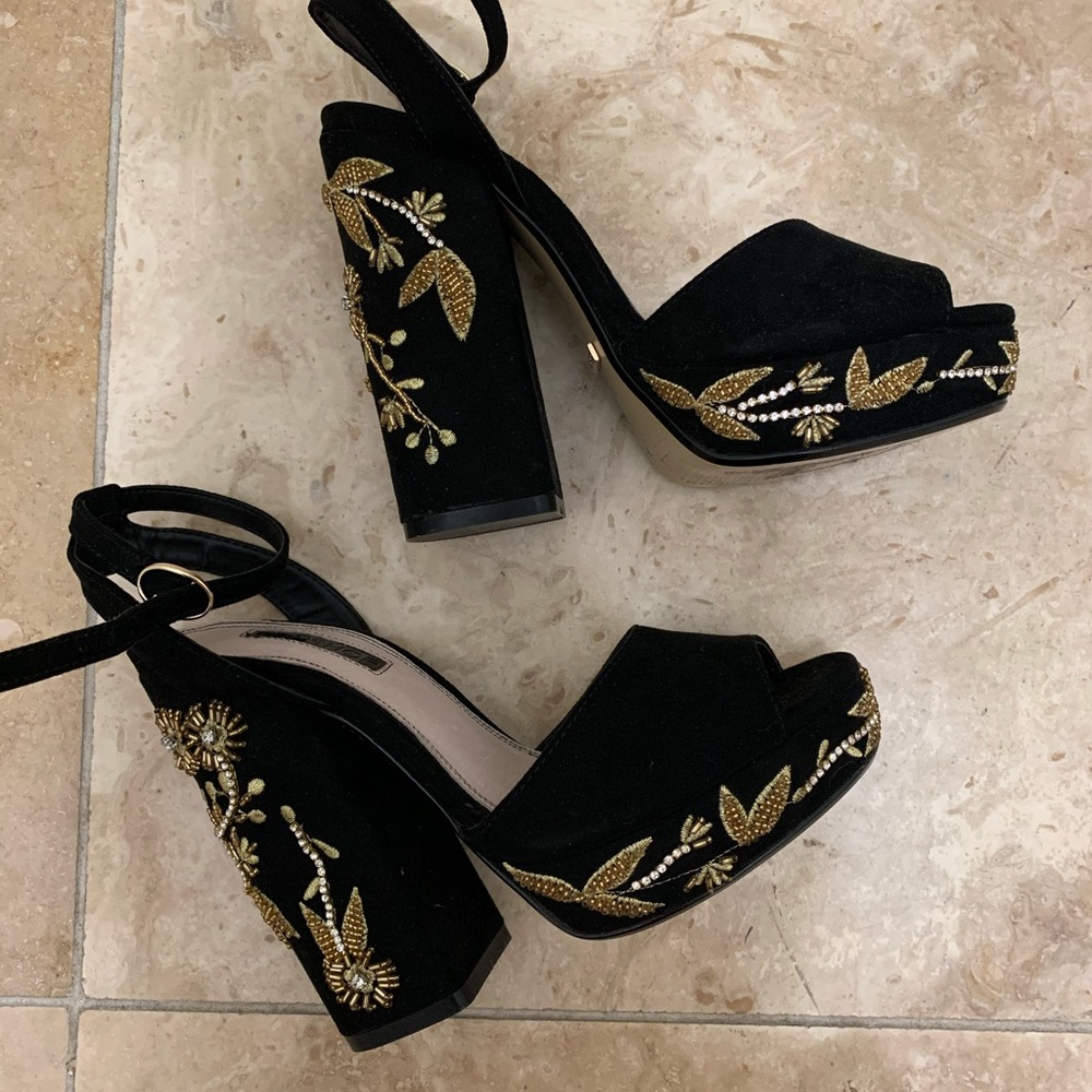 Topshop Beaded Stacked Heels